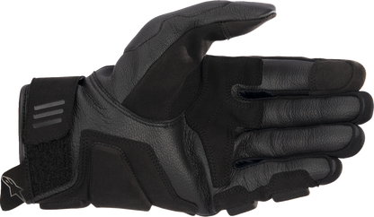Alpinestars Phenom motorcycle gloves in black, small size, featuring protective knuckles and adjustable wrist straps.