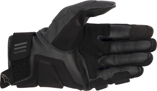 Alpinestars Phenom black motorcycle gloves in medium size, featuring protective padding and durable leather construction.