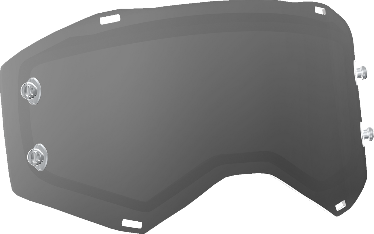 Bill's Exhausts Scott Prospect/Fury dual gray lens with anti-fog coating, designed for cycling helmets, labeled "WORKS."