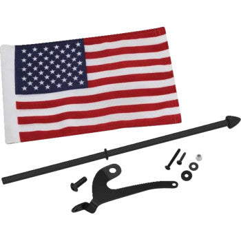 Black SHOW CHROME flag pole for Can-Am RT/F3, left side motorcycle accessory from Bill's Exhausts, mounted on vehicle.