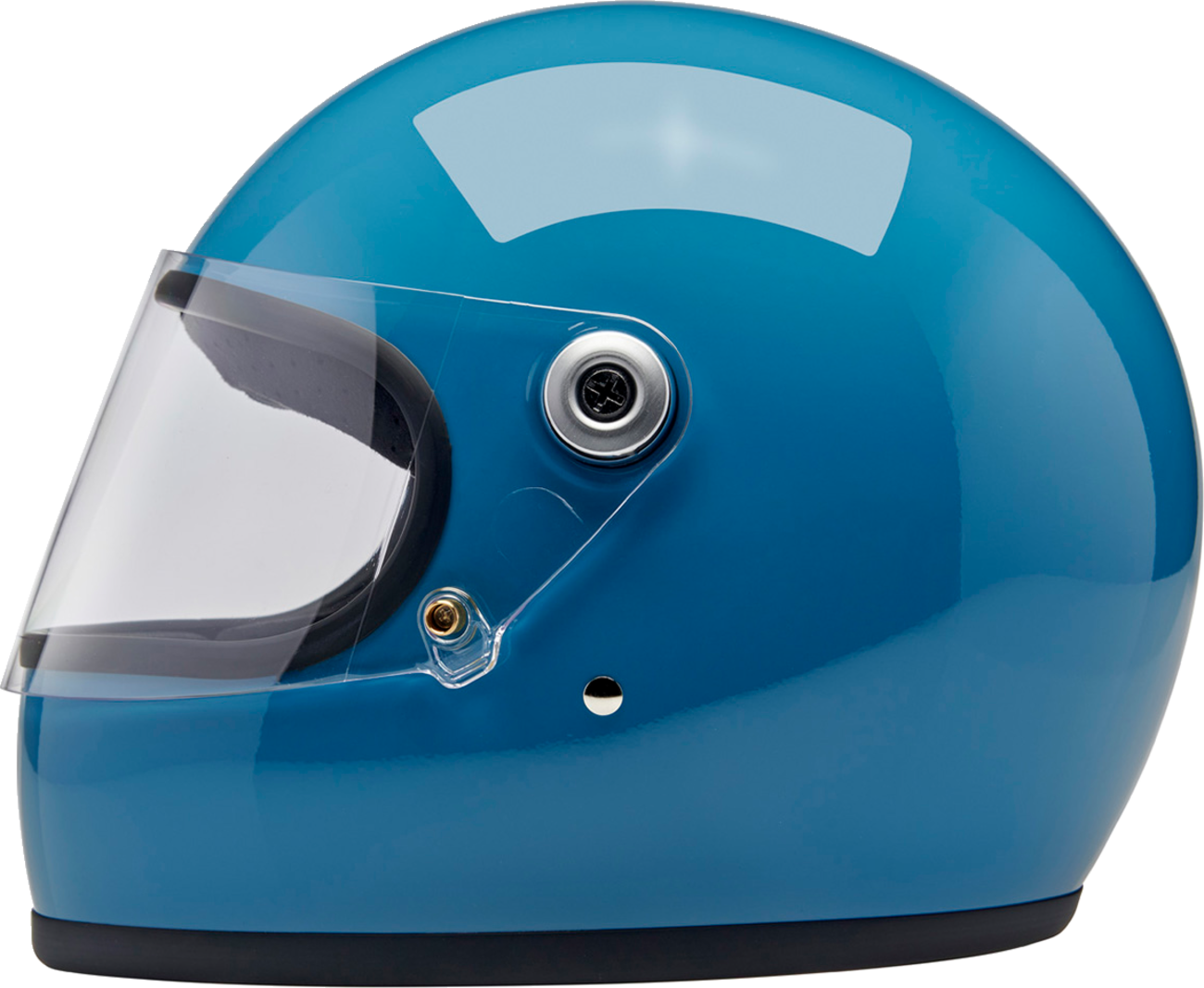 BILTWELL Gringo S helmet in gloss dove blue with XS size, featuring sleek aerodynamic design and safety visors.