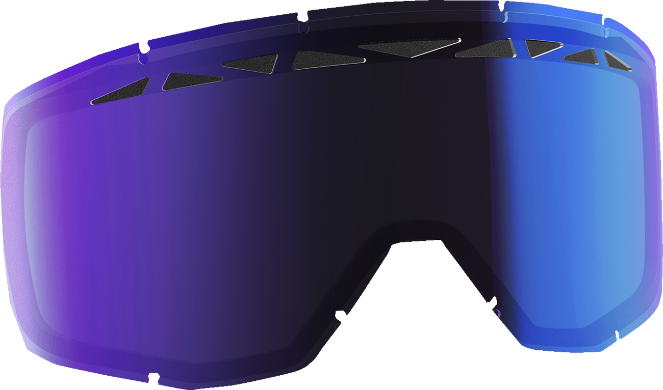 Scott Primal/Split Snow Lens with dual design, ACS technology, and blue chrome illuminator for snowboarding gear.