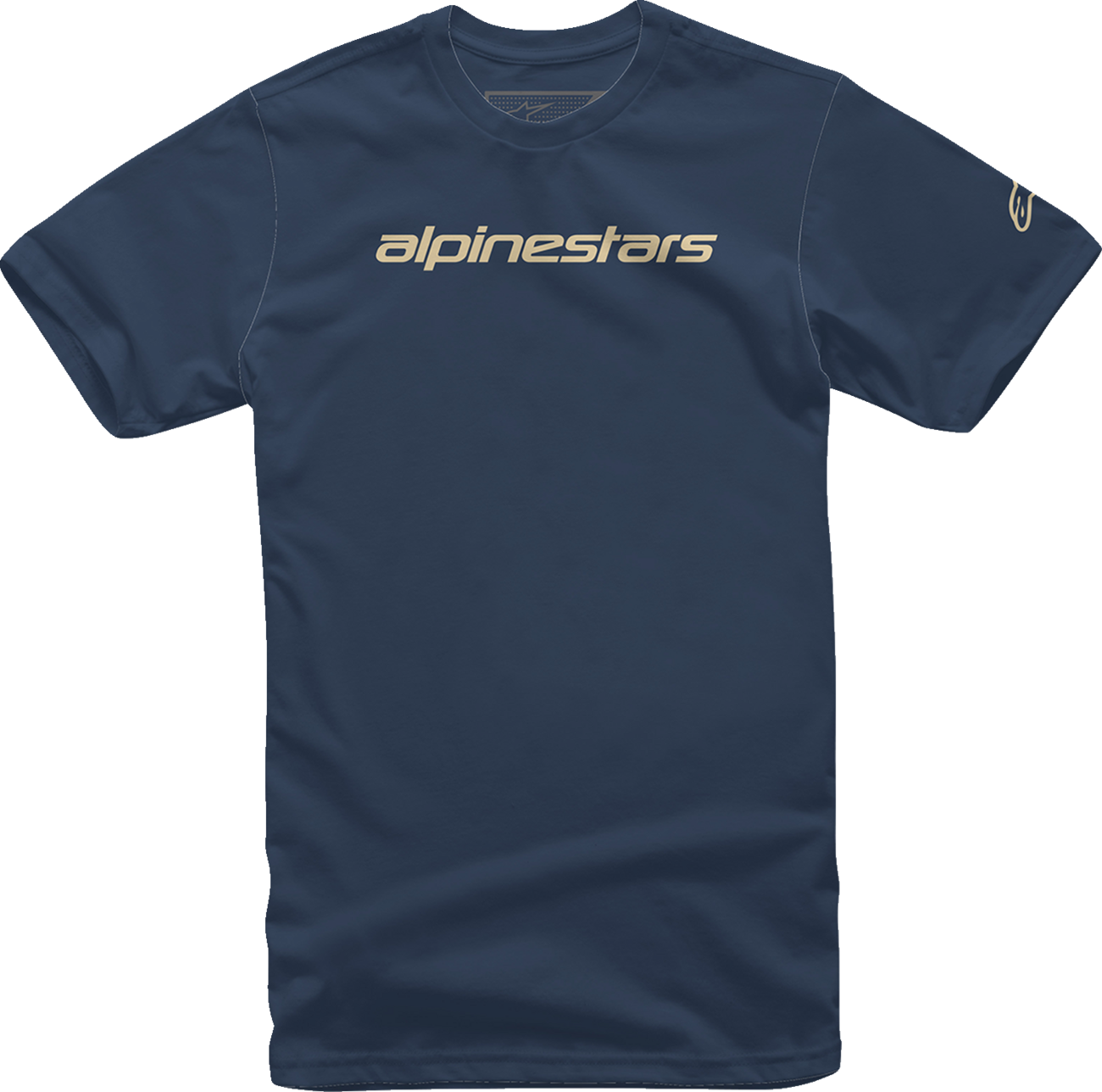 Navy and stone ALPINESTARS Linear Wordmark T-Shirt in large size, featuring the brand logo on front for casual style.
