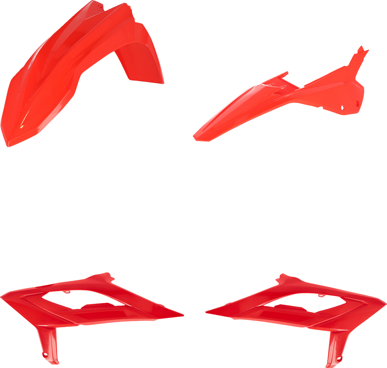 Red Acerbis full replacement body kit for Beta 300 RX 2023 motorcycle, includes front and side body panels.