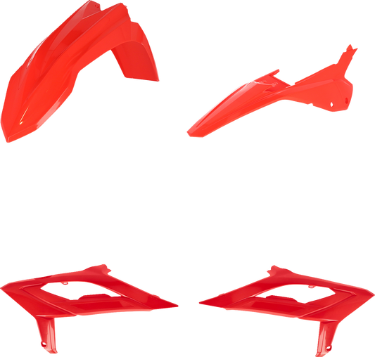 Red Acerbis full replacement body kit for Beta 300 RX 2023 motorcycle, includes front and side body panels.