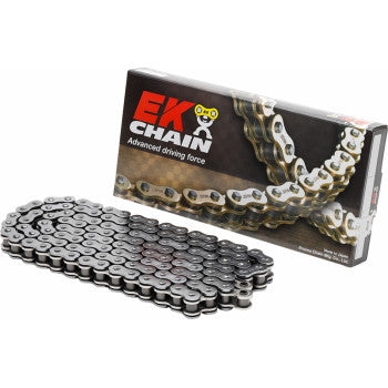 EK Chains SRX2-120525 chain with interconnected metal links, designed for motorcycle or machinery applications.