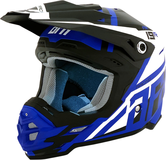 Bill's Exhausts AFX FX-19R racing helmet in matte blue, medium size, featuring a sleek aerodynamic design and ventilation vents.