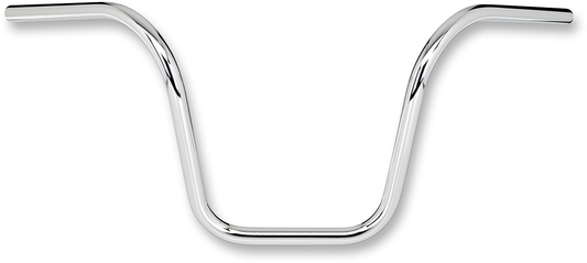 Chrome BILTWELL Ape Hanger Handlebars 12-inch motorcycle handlebar with a distinctive curved design for custom cruiser bikes.