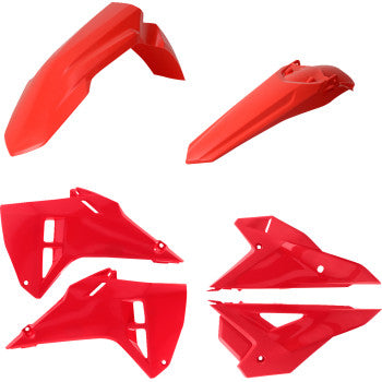 Red ACERBIS standard replacement body kit for 2025 models, featuring sleek body panels and components from Bill's Exhausts.