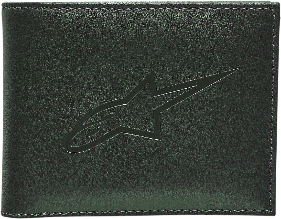 Alpinestars Ageless Wallet in military green with multiple card slots and a bill compartment, designed for men.