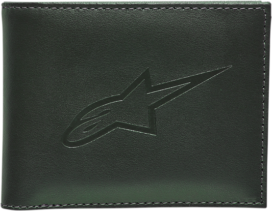 Alpinestars Ageless Wallet in military green with multiple card slots and a bill compartment, designed for men.