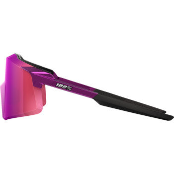 Bill's Exhausts purple chrome sunglasses with purple mirror lenses, featuring aerodynamic design and stylish tinted eyewear.