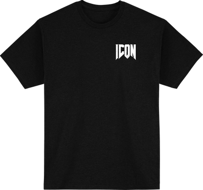Black ICON Blegh T-Shirt by Bill's Exhausts, large size, featuring the graphic design on the front.