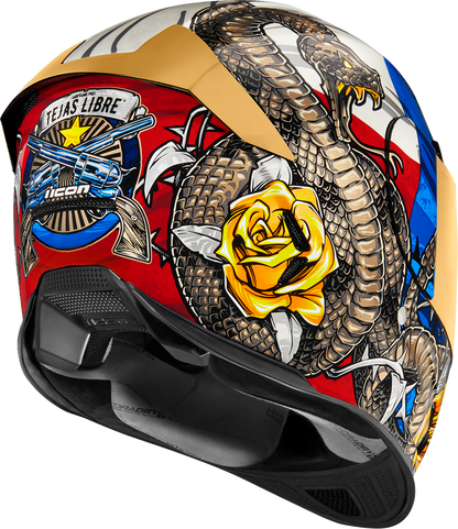 ICON Airframe Pro™ helmet in Tejas Libre design, 2XL size, featuring sleek helmet shape and bold graphics.
