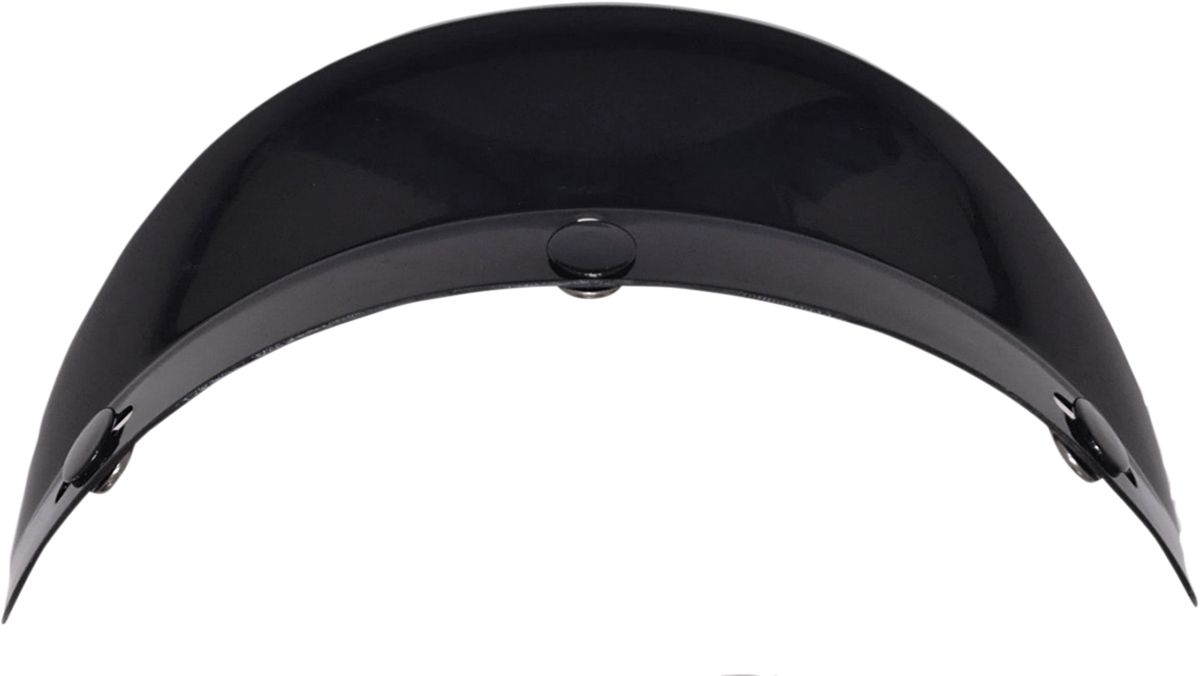 Black AFX FX-70 helmet visor with 3-snap design, compatible with Bill's Exhausts helmets, showing reflective surface and snap details.