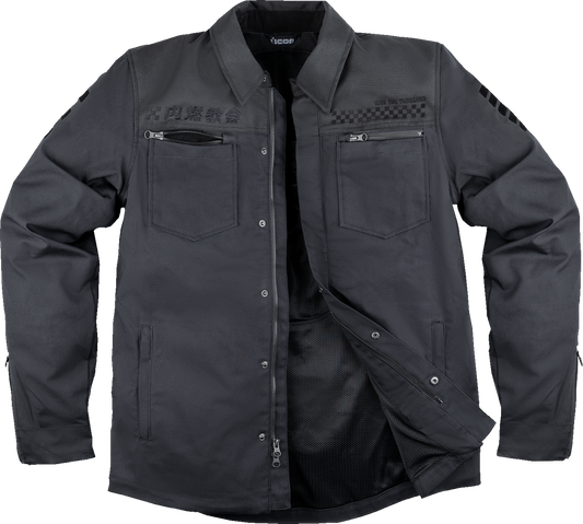 Black ICON Upstate Canvas National Jacket in XL size, featuring durable canvas material and stylish design.
