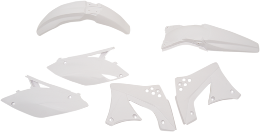 Acerbis white standard replacement body kit for motorcycles, featuring sleek design and durable plastic construction.