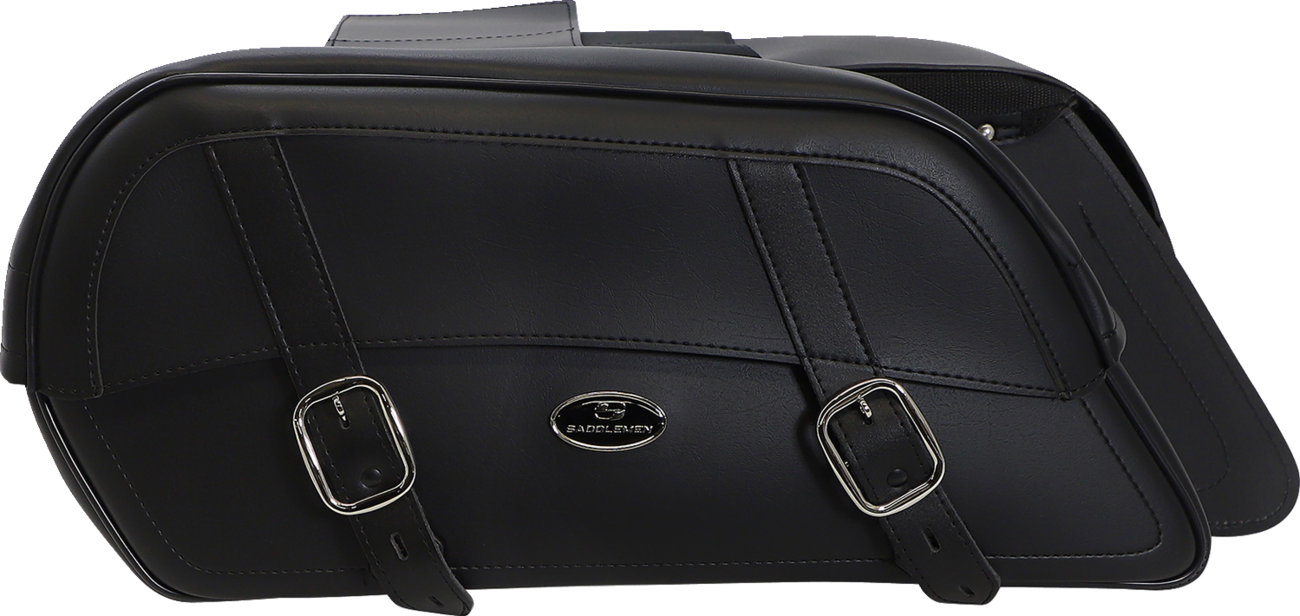 Bill's Exhausts SADDLEMEN Drifter Slant Saddlebags, Extra Jumbo size, with durable leather exterior and slant design for motorcycle storage