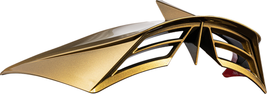 Gold ICON Domain™ OTT rear spoiler helmet part for motorcycles, designed by Bill's Exhausts, showing the spoiler's detailed shape.
