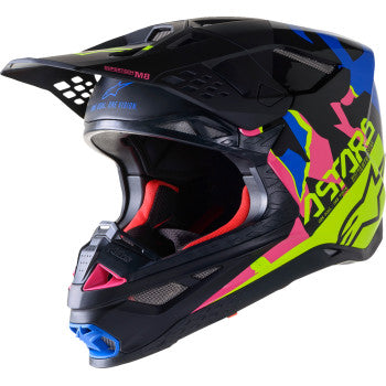 Alpinestars Supertech M8 Helmet - Echo - MIPS® - Black/Blue/Yellow/Pink(Closeouts)