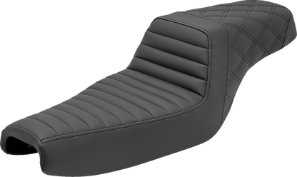 SADDLEMEN Step-Up Seat - Front Tuck-n-Roll/Rear Lattice Stitch - Black 807-11-176