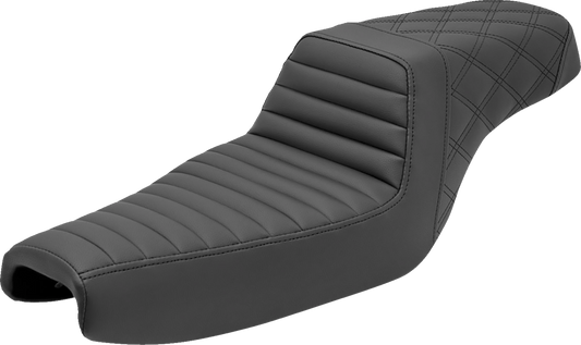 SADDLEMEN Step-Up Seat - Front Tuck-n-Roll/Rear Lattice Stitch - Black 807-11-176