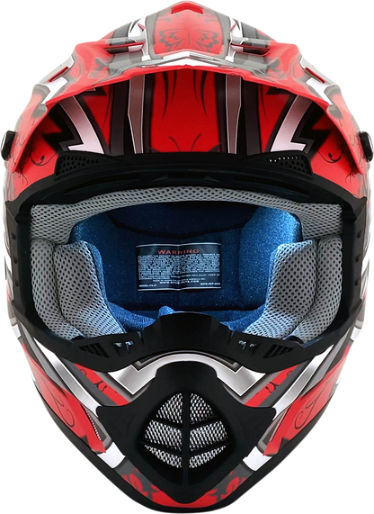 Matte Ferrari Red AFX FX-17Y Butterfly Helmet showing sleek design and large size, with clear face shield and aerodynamic shape.
