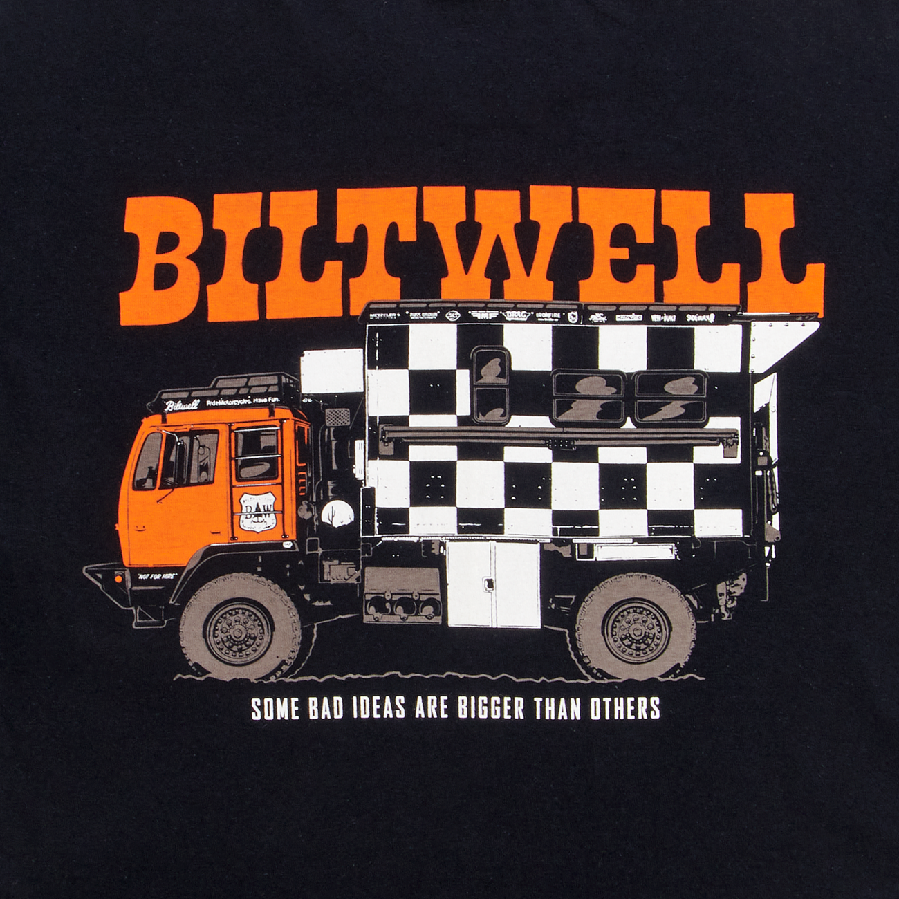 Bill's Exhausts BILTWELL LMTV Pocket T-Shirt in black, medium size, featuring a chest pocket and classic t-shirt design.