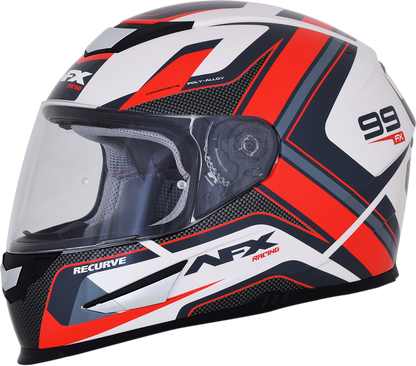 Bill's Exhausts AFX FX-99 helmet in pearl white and red, recurve design, size 2XL, featuring a sleek motorcycle helmet style.