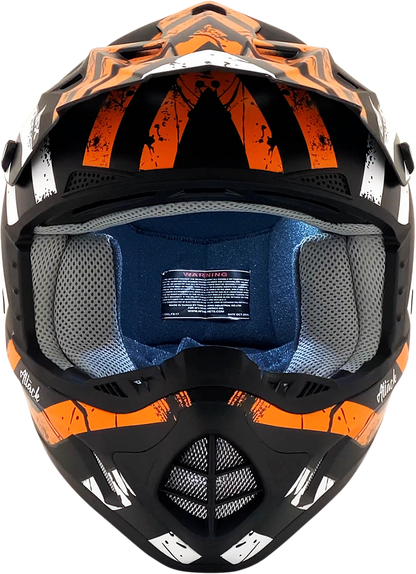 Bill's Exhausts AFX FX-17Y Attack helmet in matte black and orange, large size, with a sleek, aerodynamic design.