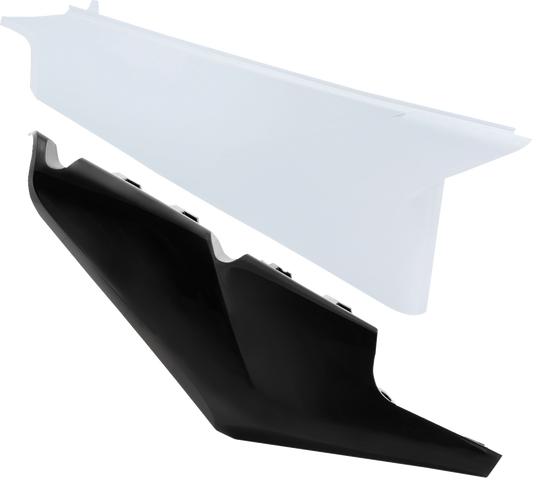 Acerbis white and black motorcycle side panels, body accessories with brand logo, designed for durable fit and style.
