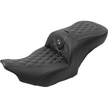 Bill's Exhausts SADDLEMEN RoadSofa™ seat with backrest, gray stitch, carbon fiber finish for FLTR/FLHX 2023-2024 motorcycle
