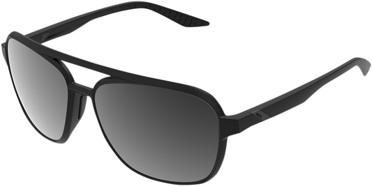 100% Kasia Aviator Sunglasses - Round - Matte Black - Black Mirror 61042-019-61 - Howling Moto