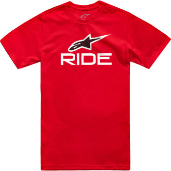 Alpinestars Ride 4.0 T-Shirt in red, white, and black, large size, featuring sporty design and branding details.