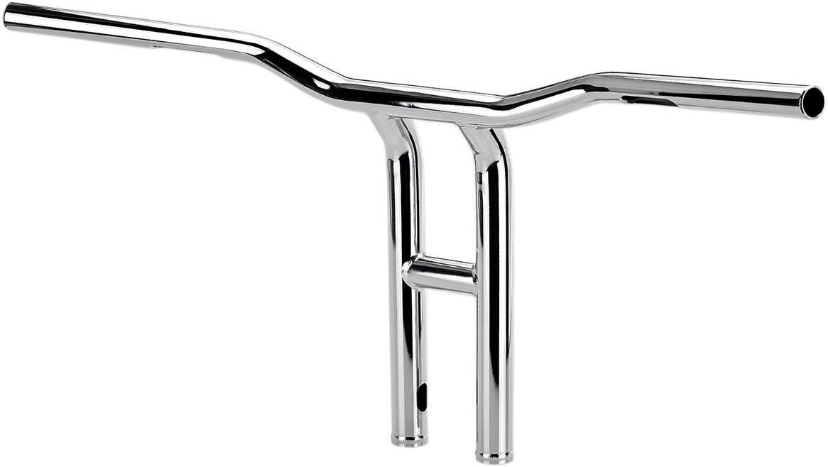 Chrome BILTWELL Tyson XL Handlebar, 14-inch pullback handlebars for motorcycles, featuring a sleek, polished finish.
