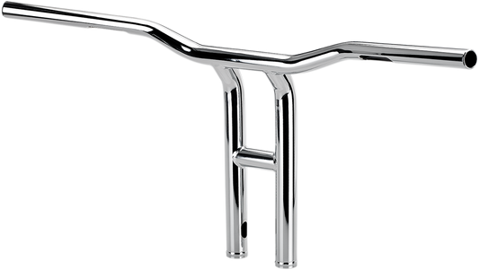 Chrome BILTWELL Tyson XL Handlebar, 14-inch pullback handlebars for motorcycles, featuring a sleek, polished finish.
