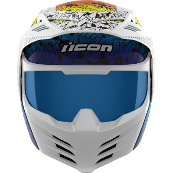 Bill's Exhausts ICON Elsinore™ Helmet Doodle 3 in white, 3XL size, featuring a sleek design and secure helmet fit.