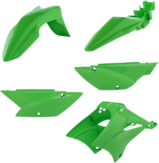 Green Acerbis standard replacement body kit for motorcycles, featuring durable body panels with brand-specific design.