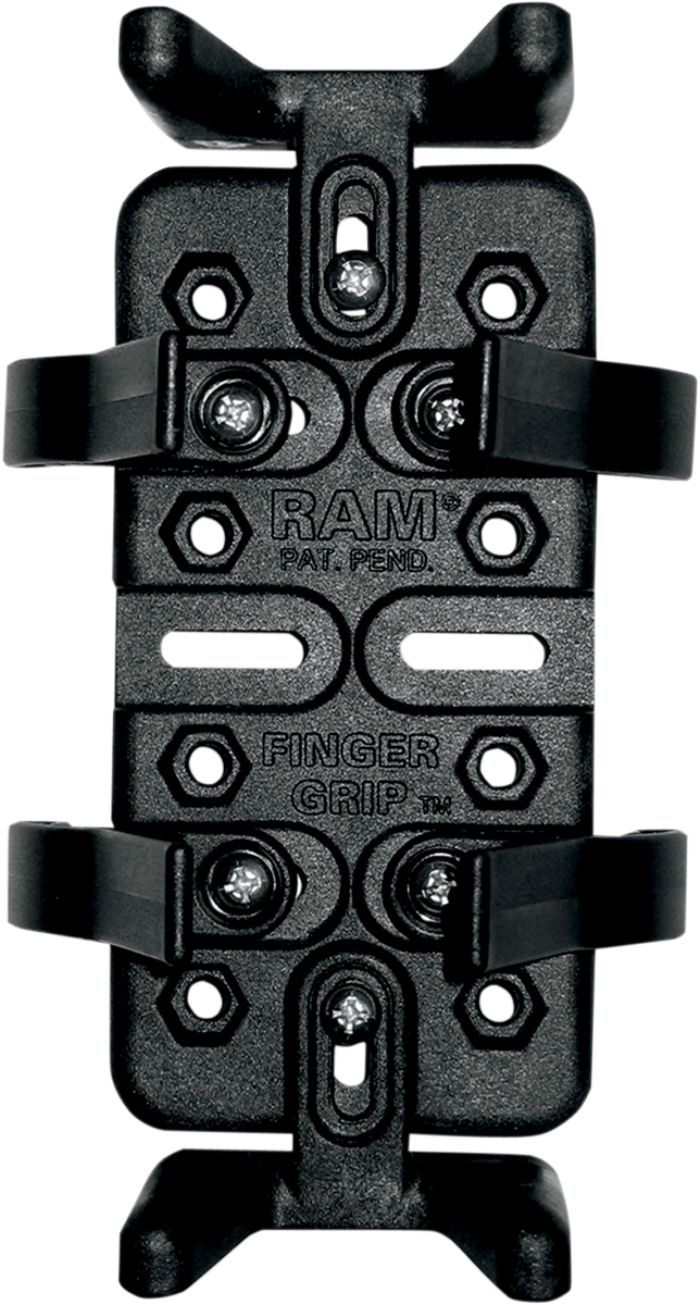 Universal RAM-HOL-UN4 engine cradle with finger-grip mount, designed by RAM MOUNTS for secure device installation in vehicles.