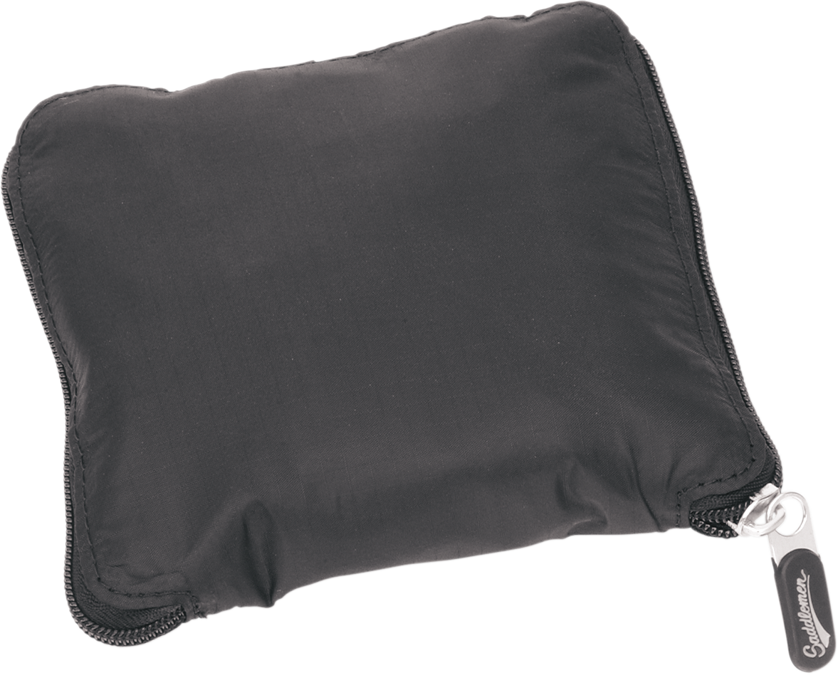 Bill's Exhausts SADDLEMEN Deluxe Cruiser Tail Bag 3516-0036 attached to motorcycle seat, durable leather and spacious design.