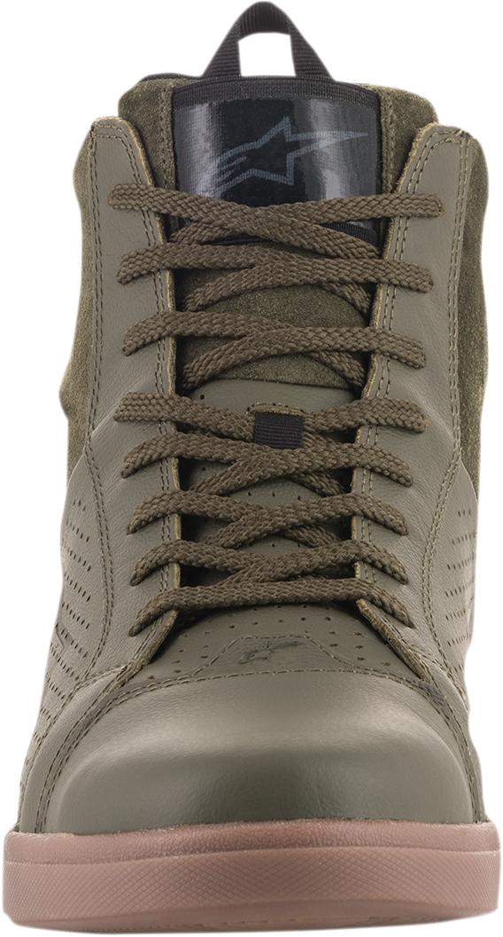 Alpinestars Jam Air shoes in military green with US size 10, featuring breathable design and sporty style.