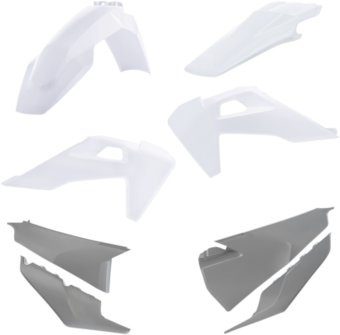 Acerbis standard replacement body kit for motorcycles, showing the OEM body panels in black with mounting points and design details.
