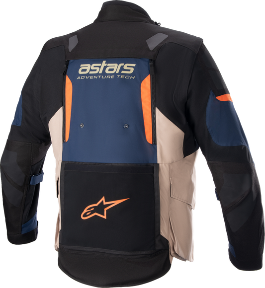 Alpinestars Halo Drystar® motorcycle jacket in blue, black, and orange with 4XL size and protective design.