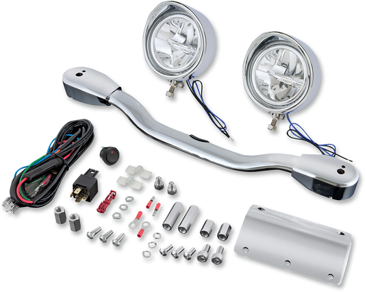 Bill's Exhausts SHOW CHROME LED Driving Light Kit VTX18 engine, featuring chrome finish and LED bulbs for enhanced visibility.