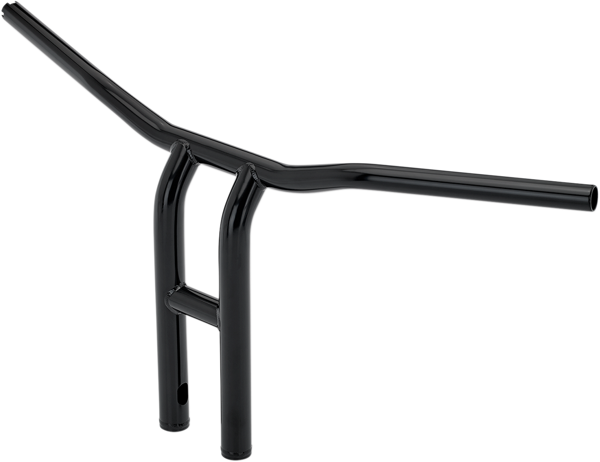 Black BILTWell Tyson XL pullback handlebars for motorcycles, 14-inch handlebar with a sleek, curved design for a custom look.