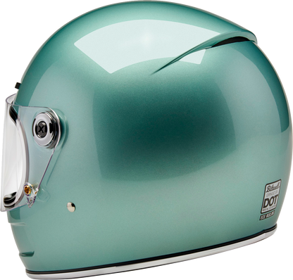 BILTWELL Gringo SV helmet in metallic seafoam, medium size, with a sleek design and matte finish, featuring adjustable strap and ventilation.