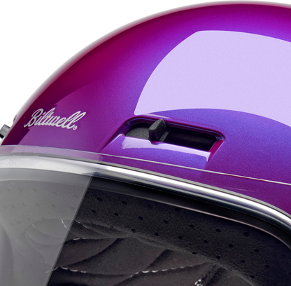 BILTWELL Gringo SV motorcycle helmet in metallic grape finish, XS size, with sleek design and full face coverage.