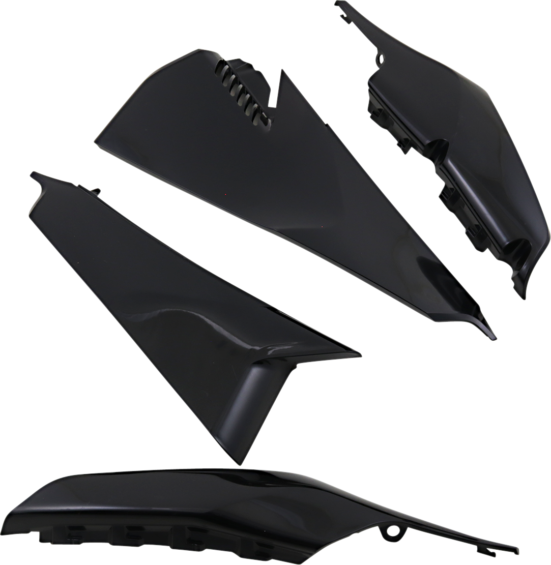 Black Acerbis side panel vent for motorcycle body, featuring sleek design and precise fit for Bill's Exhausts models.