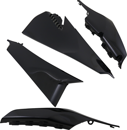 Black Acerbis side panel vent for motorcycle body, featuring sleek design and precise fit for Bill's Exhausts models.