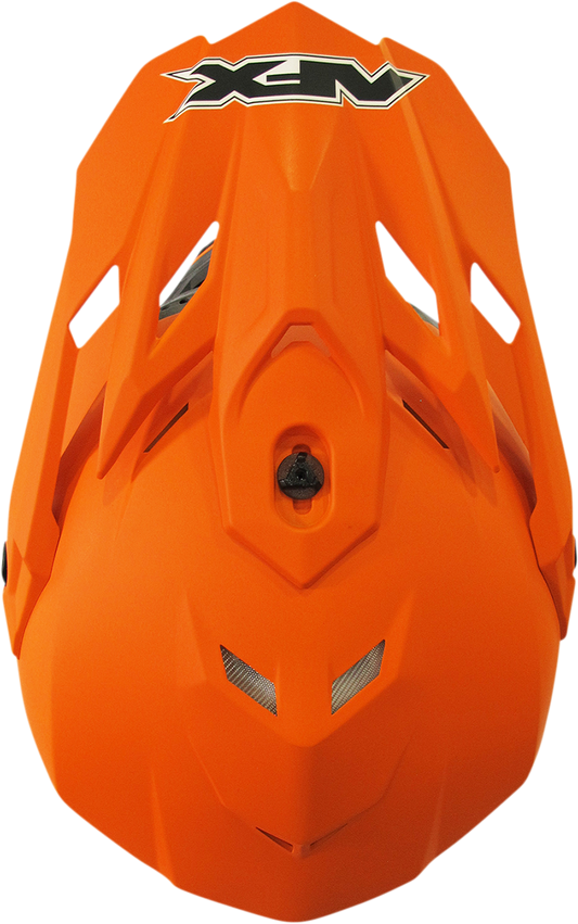 Matte orange AFX FX-19R motorcycle helmet in medium size with sleek design and clear visor, from Bill's Exhausts.